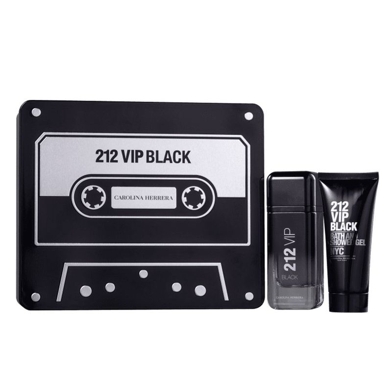Kit-Perfume-Carolina-Herrera-212-Vip-Men-Black-Masculino-Eau-de-Parfum-100-ml---Gel-de-Banho-100-ml