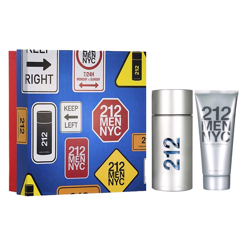 Kit-Perfume-Carolina-Herrera-212-Men-Masculino-Eau-de-Toilette-100-ml---Pos-Barba-100-ml