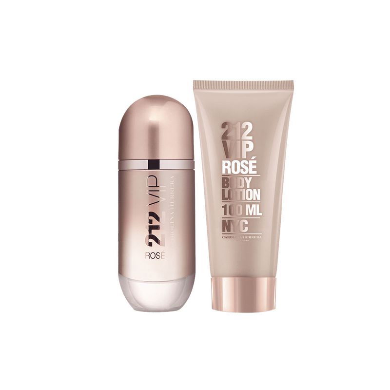 Kit-Perfume-Carolina-Herrera-212-Vip-Rose-Feminino-Eau-de-Parfum-80-ml---Locao-Corporal-100-ml
