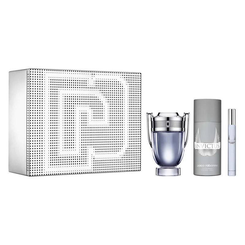 Kit-Perfume-Paco-Rabanne-Invictus-Masculino-Eau-de-Toilette-100-ml---Desodorante-150-ml---Perfume-10-ml