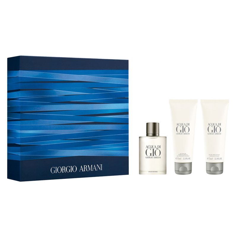 Kit-Perfume-Giorgio-Armani-Acqua-Di-Gio-Homme-Masculino-Eau-de-Toilette-50-ml---Gel-de-Banho-75-ml---Pos-Barba-75-ml