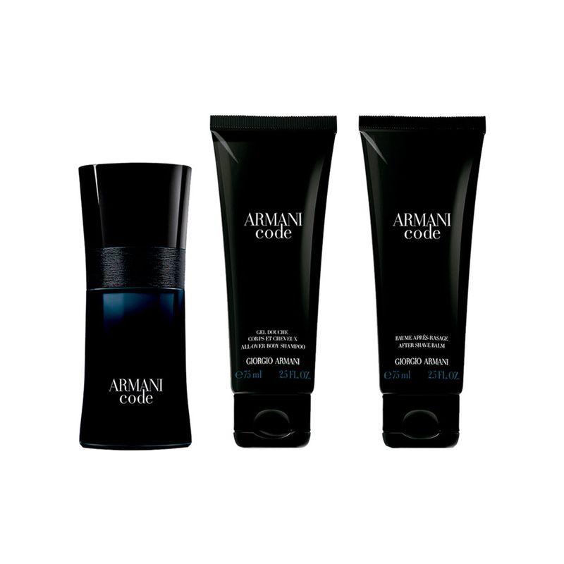 Kit-Perfume-Giorgio-Armani-Code-Homme-Masculino-Eau-de-Toilette-50-ml---Gel-de-Banho-75-ml---Pos-Barba-75-ml