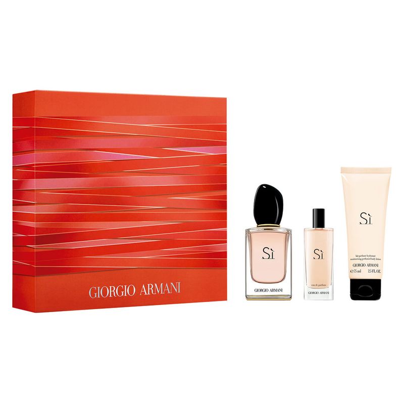 Kit-Perfume-Giorgio-Armani-Si-Feminino-Eau-de-Parfum-50-ml---Miniatura-15-ml---Locao-Corporal-75-ml