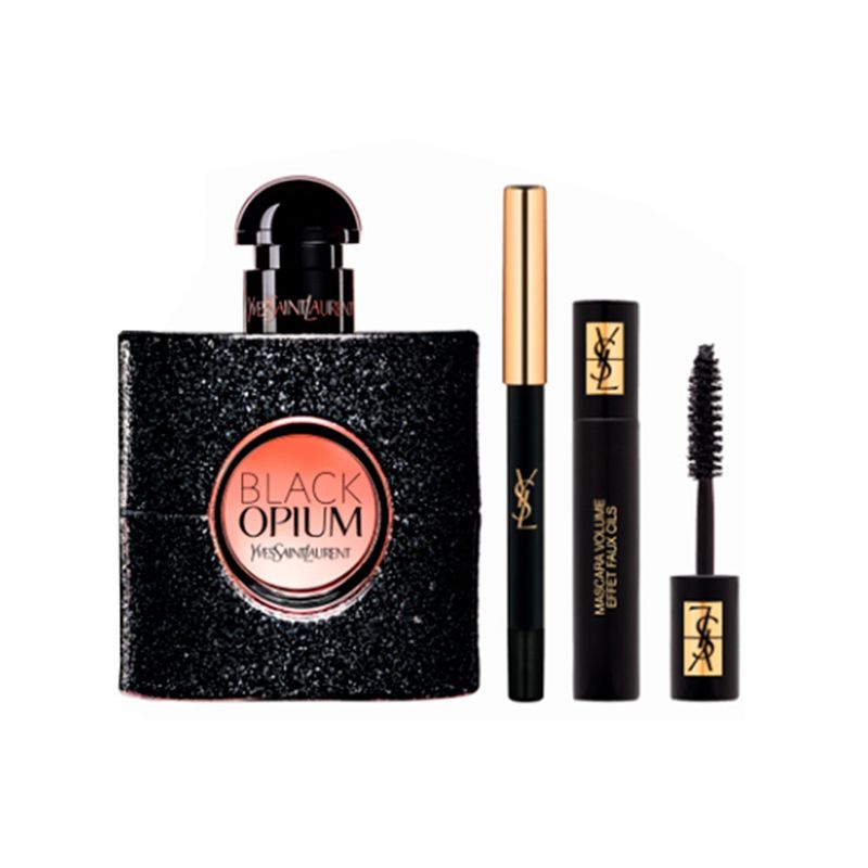 Kit-Perfume-Yves-Saint-Laurent-Black-Opium-Feminino-Eau-de-Parfum-50-ml---Lapis-de-Olho---Mascara-para-Cilios