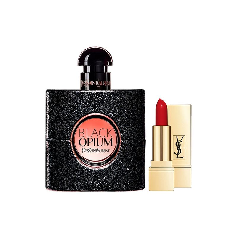 Kit-Perfume-Yves-Saint-Laurent-Black-Opium-Feminino-Eau-de-Parfum-50-ml---Mini-Batom---Necessarie
