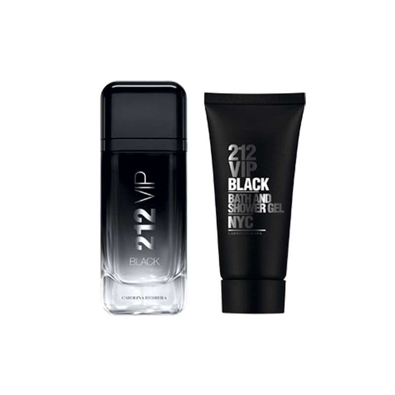 Kit-Perfume-Carolina-Herrera-212-Vip-Black-Masculino-Eau-de-Parfum-100-ml---Gel-de-Banho-100-ml
