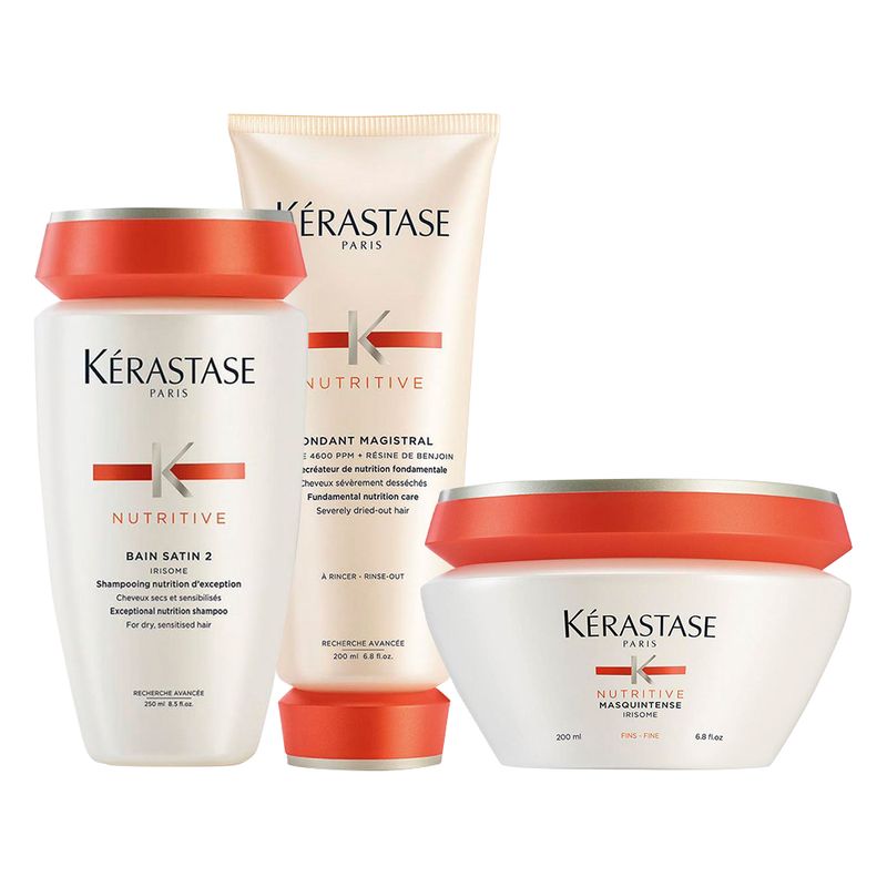 Kit-Kerastase-Nutritive-Shampoo-Satin-2-250-ml---Condicionador-Magistral-200-ml---Mascara-Fine-200-ml