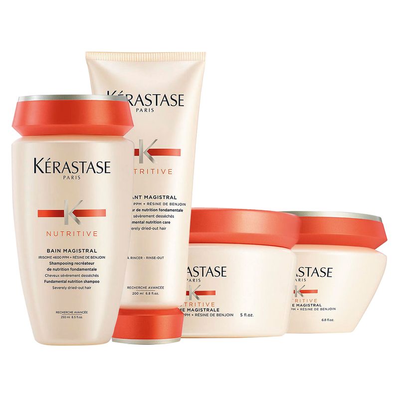 Kit-Kerastase-Nutritive-Shampoo-Magistral-250-ml---Condicionador-Magistral-200-ml---Mascara-Magistral-200-ml---Leave-in-Magistrale-150-ml