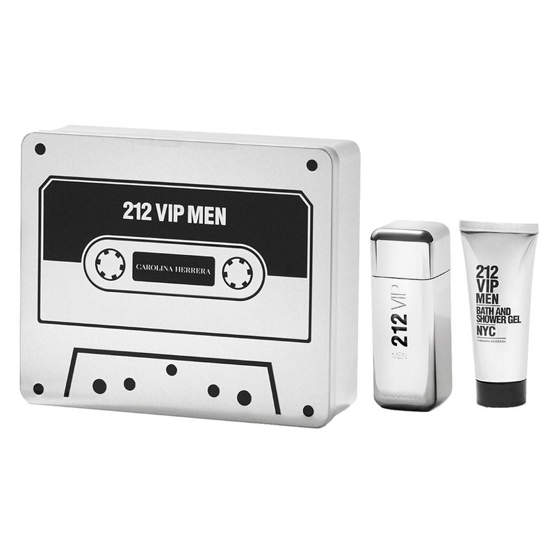 Kit-Perfume-Carolina-Herrera-212-Vip-Men-Masculino-Eau-de-Toilette-100-ml---Gel-de-Banho-100-ml