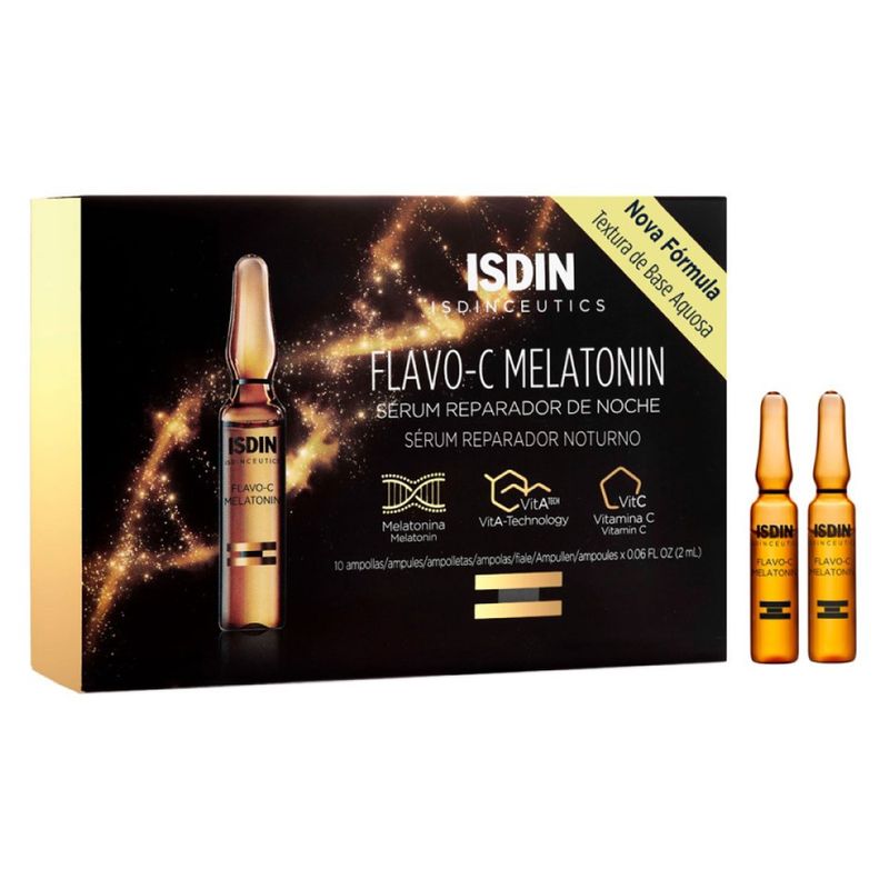 Caixa-de-Ampola-Serum-Facial-Reparador-Vitamina-C-Noturno-Isdin-10-x-2-ml
