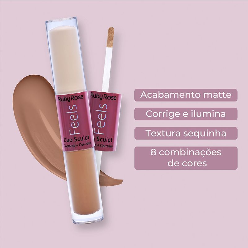 Corretivo-Liquido-Matte-Ruby-Rose-Duo-Sculpt-Feels-Pudim-20-e-Capuccino-10-10-ml