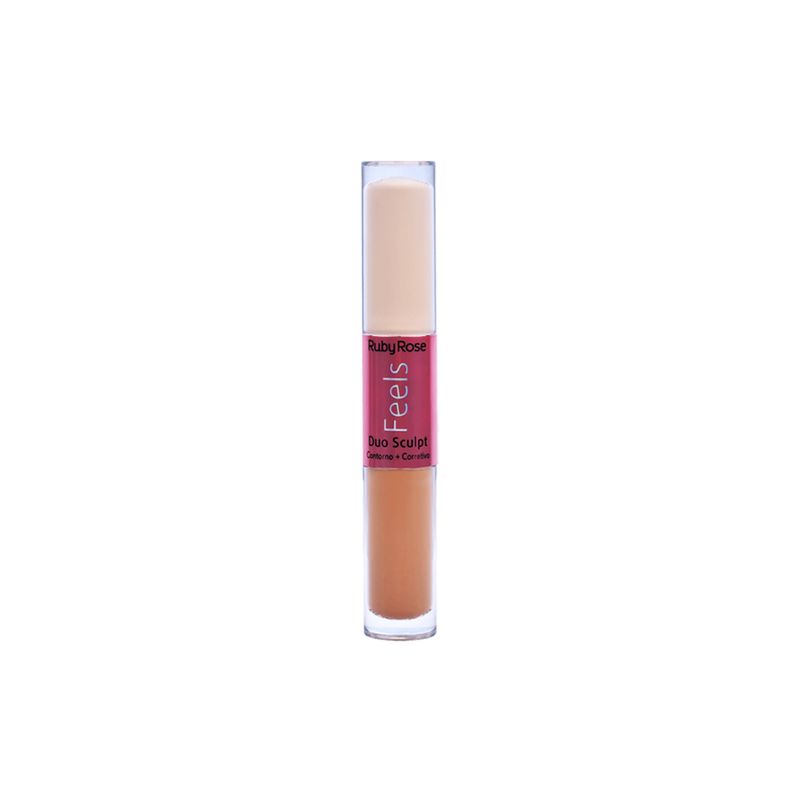 Corretivo-Liquido-Matte-Ruby-Rose-Duo-Sculpt-Feels-Castanha-20-e-Cacau-90-10-ml