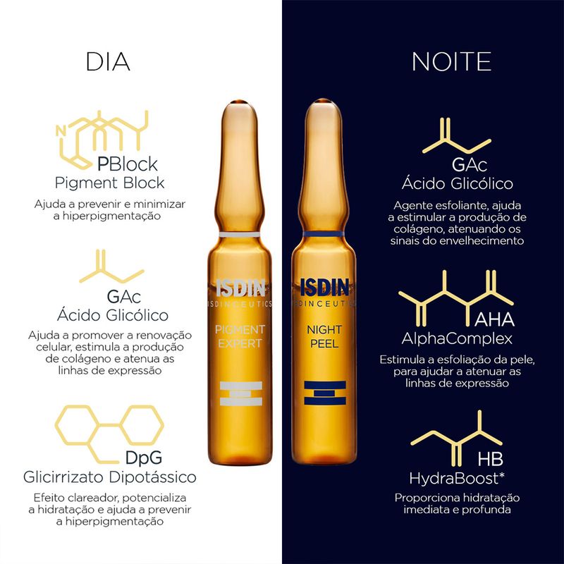 Caixa-de-Ampola-Serum-Facial-Clareador-de-Manchas-Acido-Glicolico-Isdin-20-x-2-ml