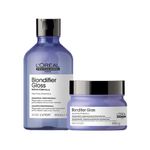 Kit-L-oreal-Professionnel-Serie-Expert-Blondifier--Shampoo-Gloss-300-ml---Mascara-250-g