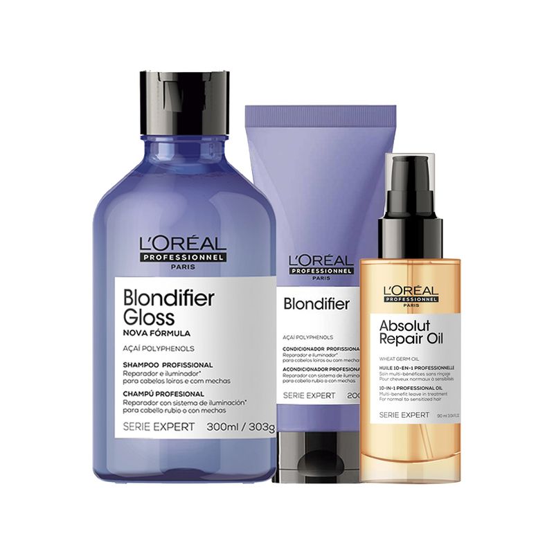 Kit-L-oreal-Professionnel-Serie-Expert-Blondifier--Shampoo-Gloss-300-ml---Condicionador-200-ml---Serum-90-ml