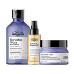 Kit-L-oreal-Professionnel-Serie-Expert-Blondifier--Shampoo-Gloss-300-ml---Mascara-250-g---Serum-90-ml