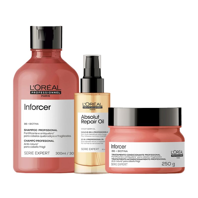 Kit-L-Oreal-Professionnel-Serie-Expert-Inforcer--Shampoo-300-ml---Mascara-250-g---Serum-90-ml-