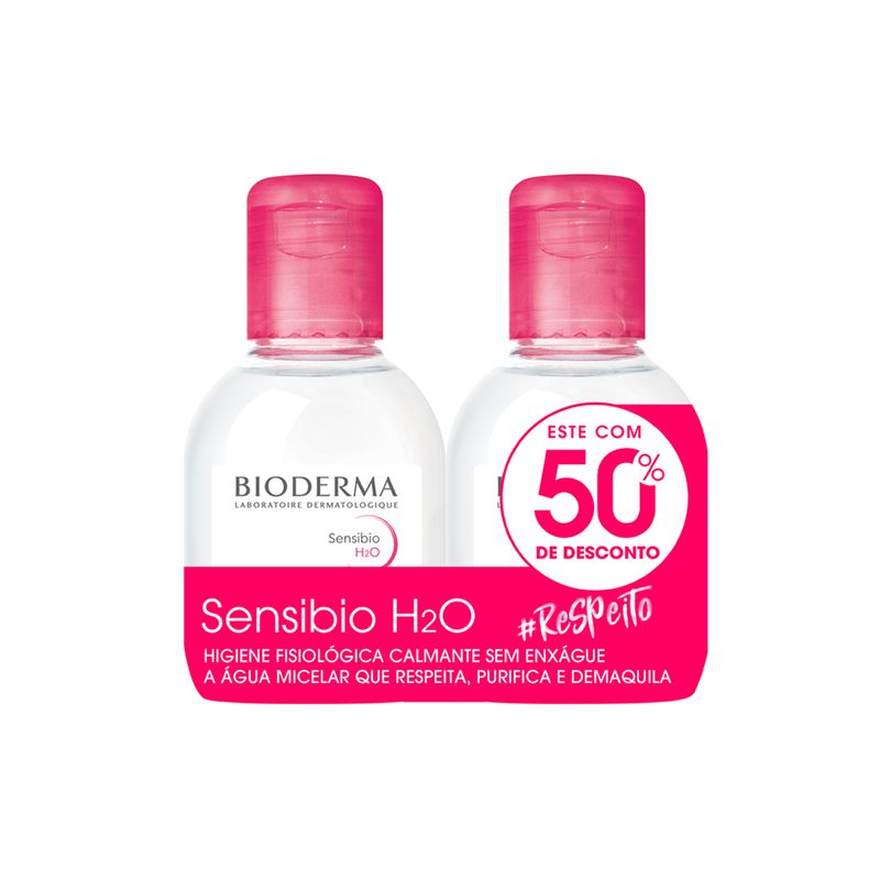 Kit-Agua-Micelar-Facial-de-Limpeza-Bioderma-Sensibio-H2O-100-ml-Cada---2-Produtos