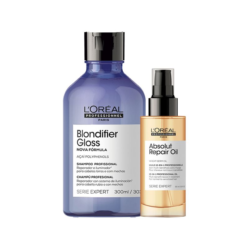 Kit-L-oreal-Professionnel-Serie-Expert-Blondifier--Shampoo-Gloss-300-ml---Leave-in-150-ml---Serum-90-ml