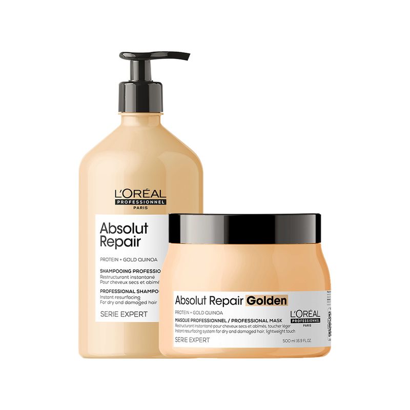 Kit-L-Oreal-Professionnel-Serie-Expert-Absolut-Repair-Gold-Quinoa---Shampoo-750-ml---Mascara-Golden-500-g