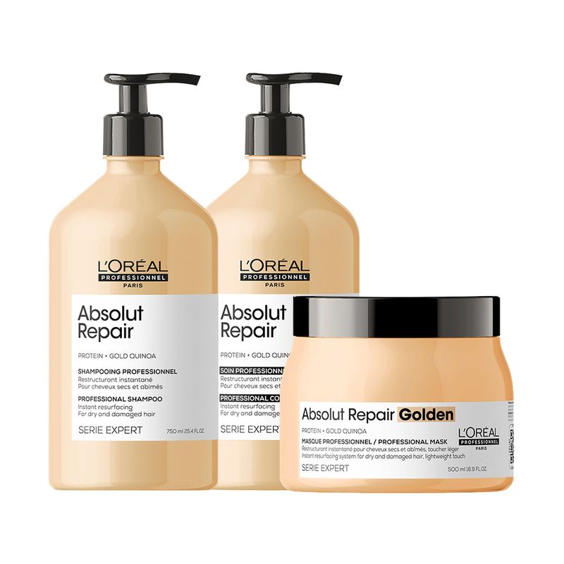 Kit-L-Oreal-Professionnel-Serie-Expert-Absolut-Repair-Gold-Quinoa---Shampoo-750-ml---Condicionador-750-ml---Mascara-Golden-500-g