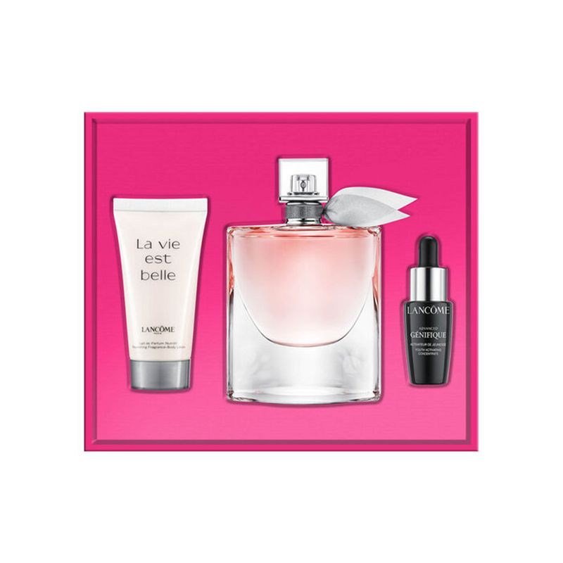 Kit-Lancome-La-Vie-Est-Belle-Eau-de-Parfum-75-ml---Body-Lotion-50ml---Genifique-7-ml