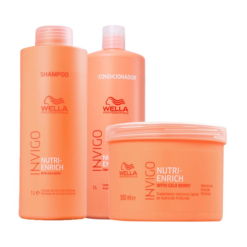 Kit Wella Professionals Invigo Nutri Enrich - Shampoo 1000 ml + Condicionador 1000 ml + Má...