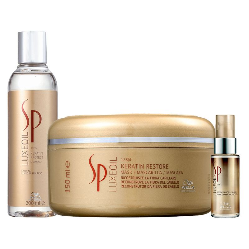 Kit-SP-System-Professional-Luxe-Oil-Keratin---Shampoo-200-ml---Mascara-150-ml---Oleo-30-ml