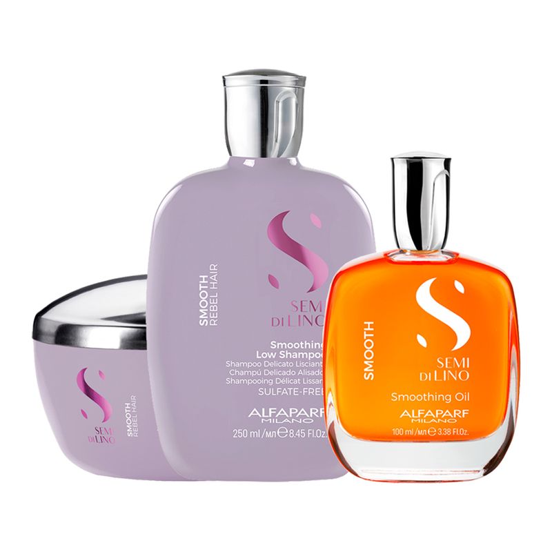 Kit-Alfaparf-Semi-Di-Lino-Smooth---Shampoo-250-ml---Mascara-200-ml---Oleo-100-ml
