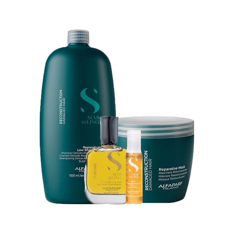 Kit-Alfaparf-Semi-Di-Lino-Reconstruction---Shampoo-1000-ml---Mascara-500-ml---Oleo-50-ml---Ampola-13-ml