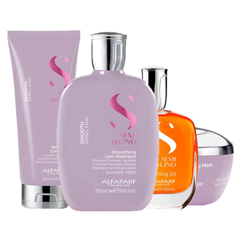 Kit-Alfaparf-Semi-Di-Lino-Smooth---Shampoo-250-ml---Condicionador-200-ml---Mascara-200-ml---Oleo-100-ml