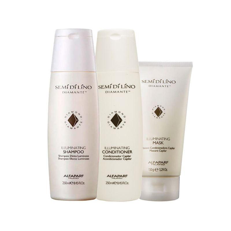 Kit-Alfaparf-Semi-Di-Lino-Diamante-Illuminating---Shampoo-250-ml---Condicionador-250-ml---Mascara-150-ml