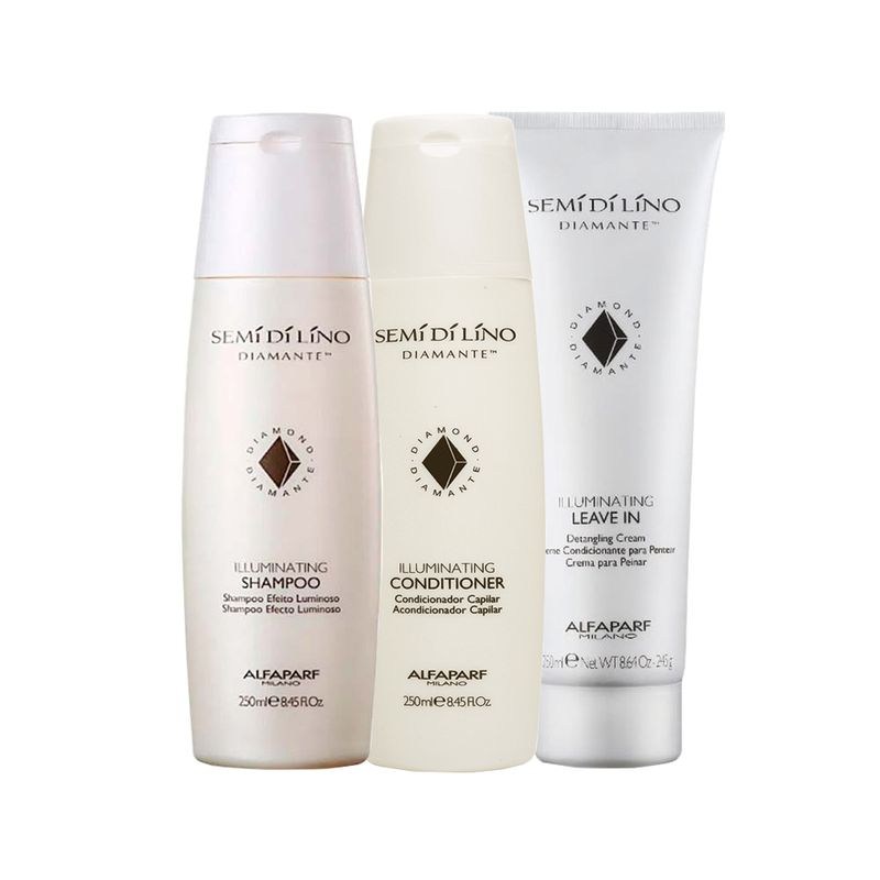 Kit-Alfaparf-Semi-Di-Lino-Diamante-Illuminating---Shampoo-250-ml---Condicionador-250-ml---Leave-In-245-ml
