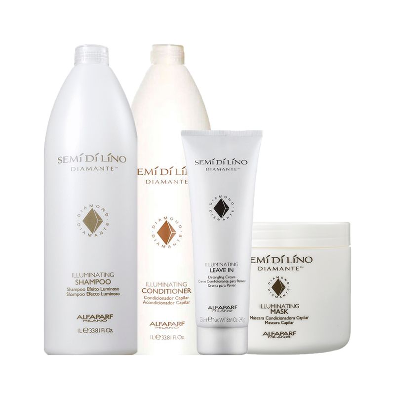 Kit-Alfaparf-Semi-Di-Lino-Diamante-Illuminating---Shampoo-1000-ml---Condicionador-1000-ml---Mascara-500-ml---Leave-In-245-ml