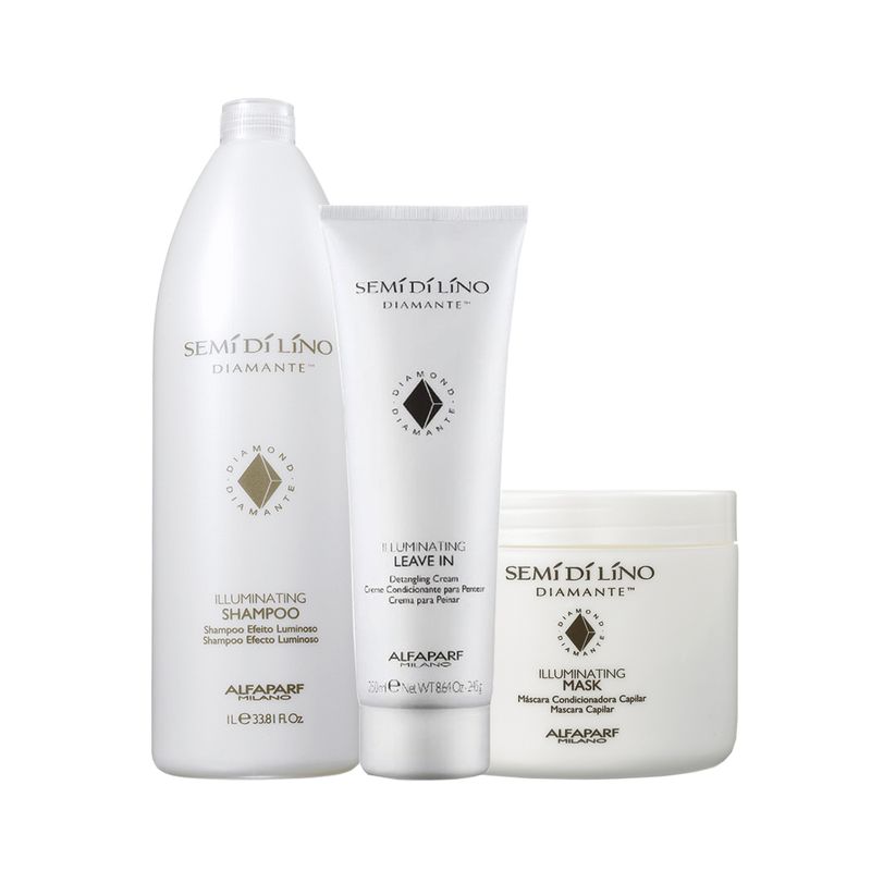 Kit-Alfaparf-Semi-Di-Lino-Diamante-Illuminating---Shampoo-1000-ml---Mascara-500-ml---Leave-In-245-ml