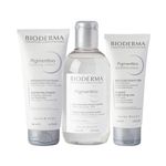 Kit-Bioderma-Pigmentbio-Foam-Clareador--Creme-Esfoliante-Corporal-200-ml---Creme-Areas-75-ml---Agua-Micelar-250-ml