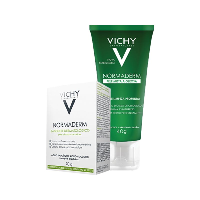 Kit-Vichy-Nomarderm-Gel-Facial-40-g-Sabonete-Facial-em-barra-70-g-Conjunto-de-Produtos