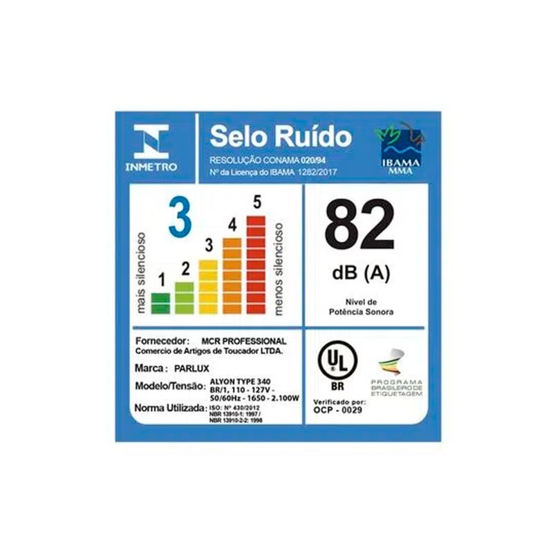Secador-de-Cabelo-Parlux-Alyon-2100W-com-2-Velocidades-Preto-110V-Etiqueta-Informativa-Potencia