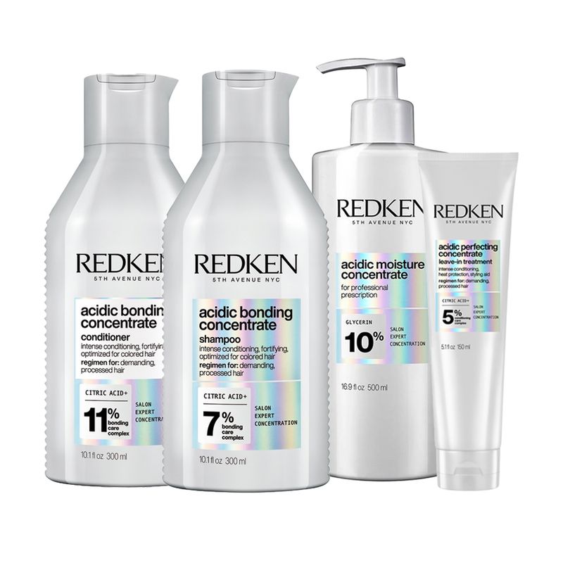 Kit-Redken-Acidic-Bonding-Concentrate-Shampoo-300-ml-Condicionador-300-ml-Tratamento-500-ml-Leave-in-150-ml-Produtos