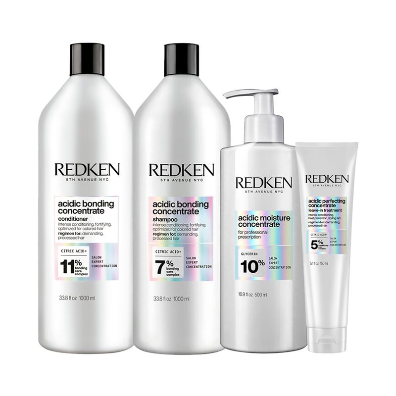 Kit-Redken-Acidic-Bonding-Concentrate-Shampoo-1000-ml-Condicionador-1000-ml-Tratamento-500-ml-Leave-in-150-ml-Produtos