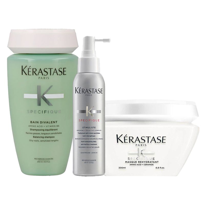 Kit-Kerastase-Specifique-Bain-Divalent-Shampoo-250-ml-Mascara-de-Hidratacao-Rehydratant-200-ml-Tratamento-125-ml-Produtos
