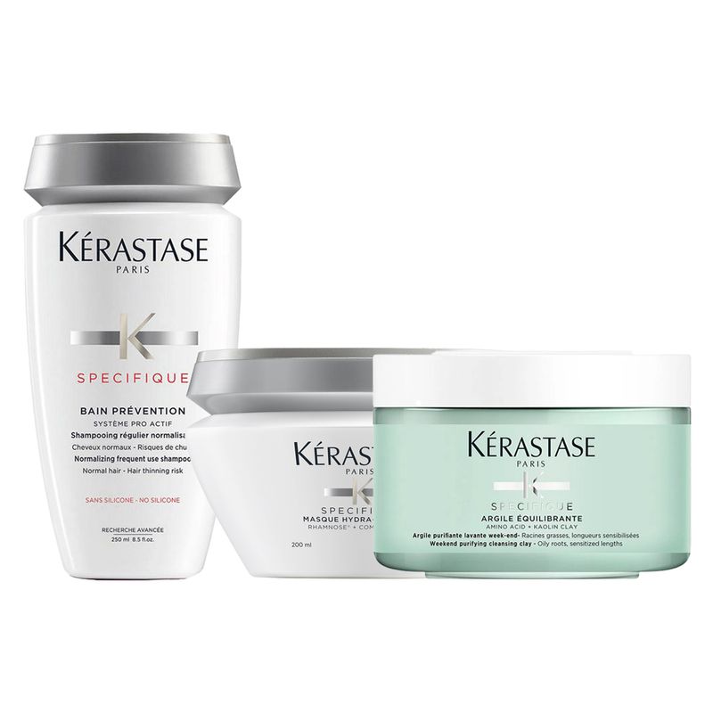 Kit-Kerastase-Specifique-Bain-Prevention-Shampoo-250-ml-Mascara-de-Hidratacao-Hydra-Apaisant-200-ml-Argila-250-ml-Produtos