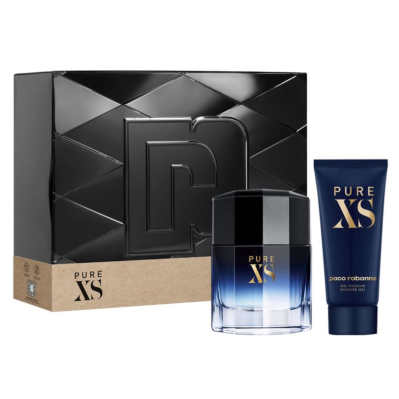 Kit-Perfume-Paco-Rabanne-Pure-XS-Masculino-Eau-de-Toilette-100-ml---Gel-de-Banho-10-ml-Vitrine