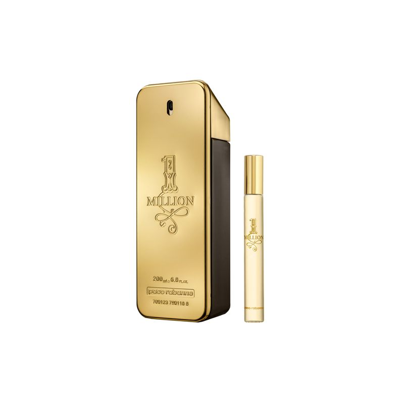 Kit-Perfume-Paco-Rabanne-1-Million-Masculino-Eau-de-Toilette-200-ml---Miniatura-10-ml-Perfume-e-Miniatura