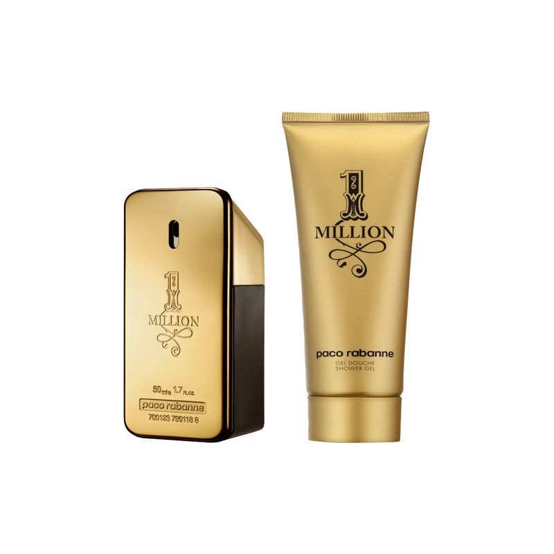 Kit-Perfume-Paco-Rabanne-1-Million-Masculino-Eau-de-Toilette-50-ml---Gel-de-Banho-100-ml-Perfume-e-Gel