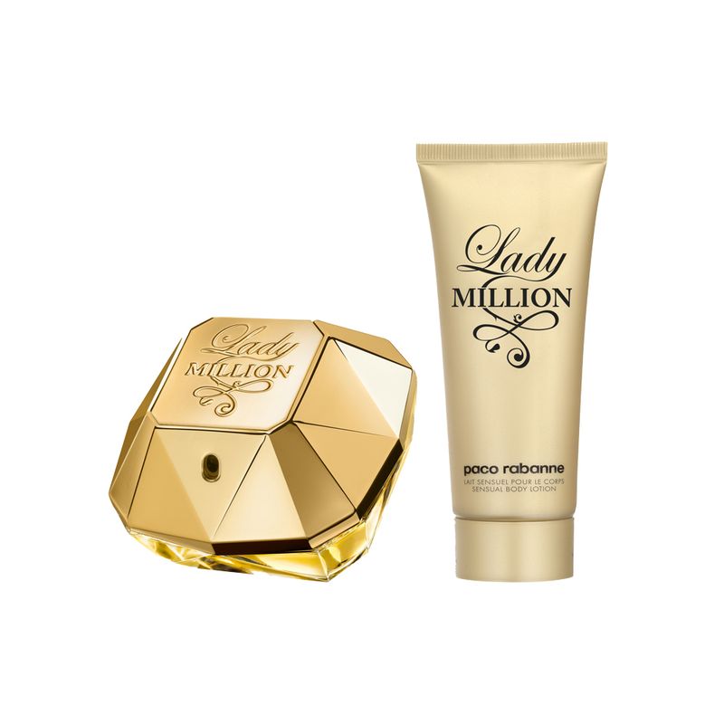 Kit-Perfume-Paco-Rabanne-Lady-Million-Feminino-Eau-de-Parfum-80-ml---Locao-Corporal-100-ml-Perfume-e-Locao