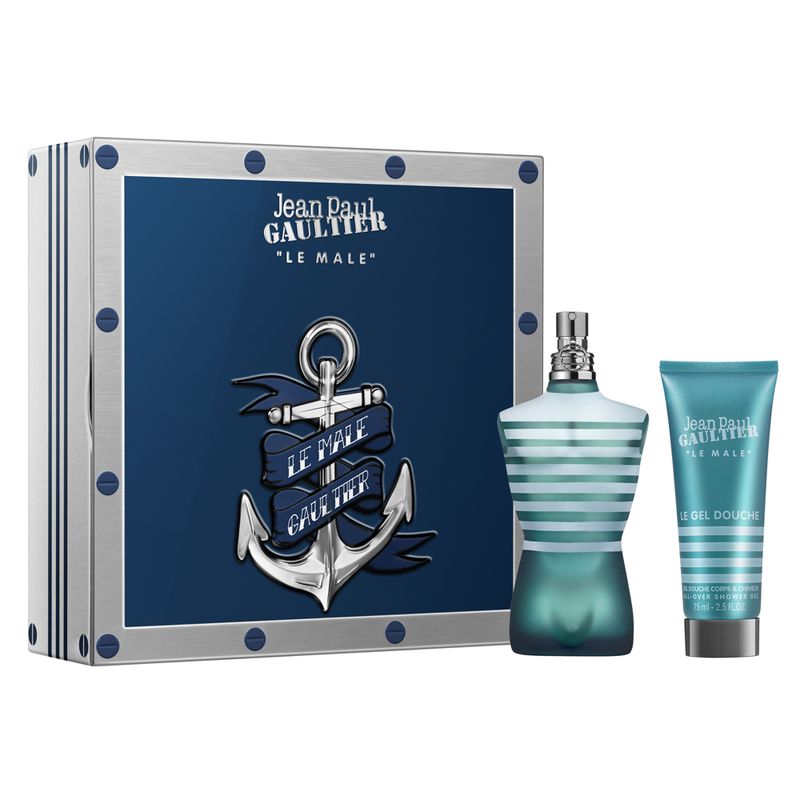 Kit-Perfume-Jean-Paul-Gaultier-Le-Male-Eau-de-Toilette-Masculino-75-ml---Gel-de-Banho-75-ml-Vitrine