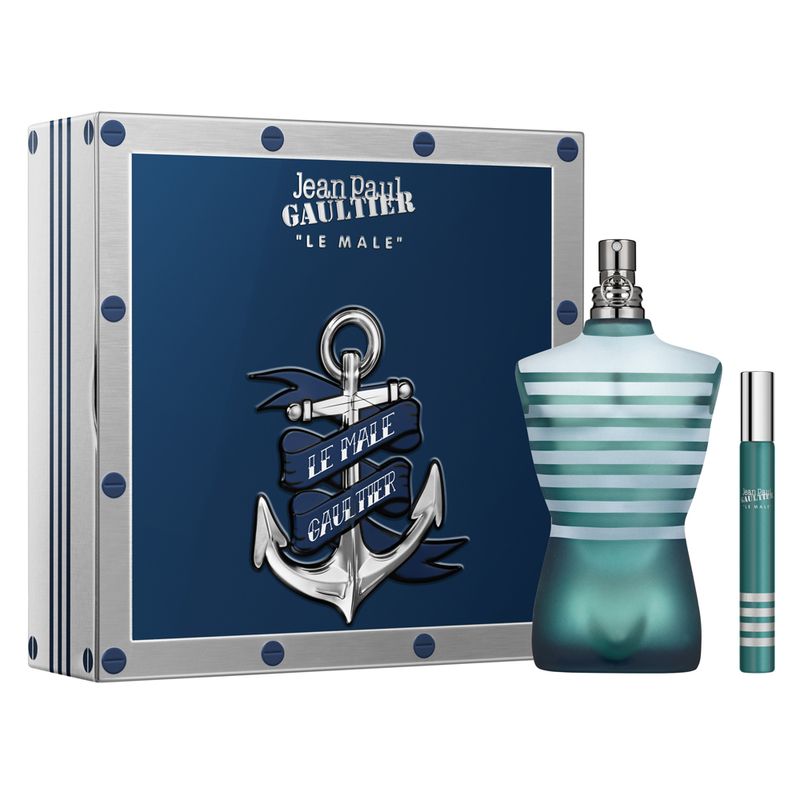 Kit-Perfume-Jean-Paul-Gaultier-Le-Male-Eau-de-Toilette-Masculino-200-ml---Miniatura-10-ml-Vitrine