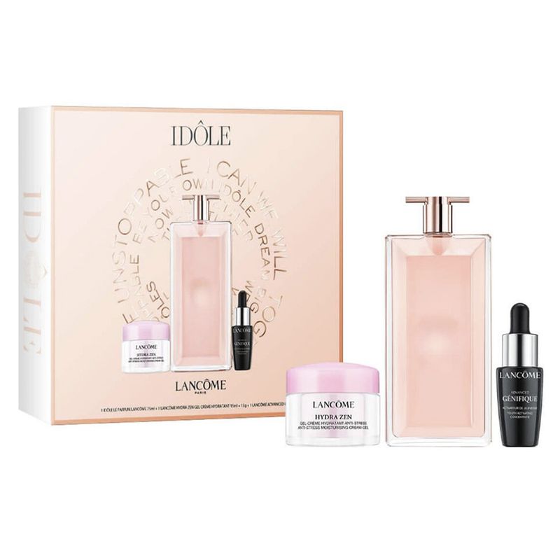 Kit-Perfume-Lancome-Idole-Feminino-Eau-de-Parfum-75-ml-Gel-Creme-15-ml-Genifique-7-ml-Vitrine