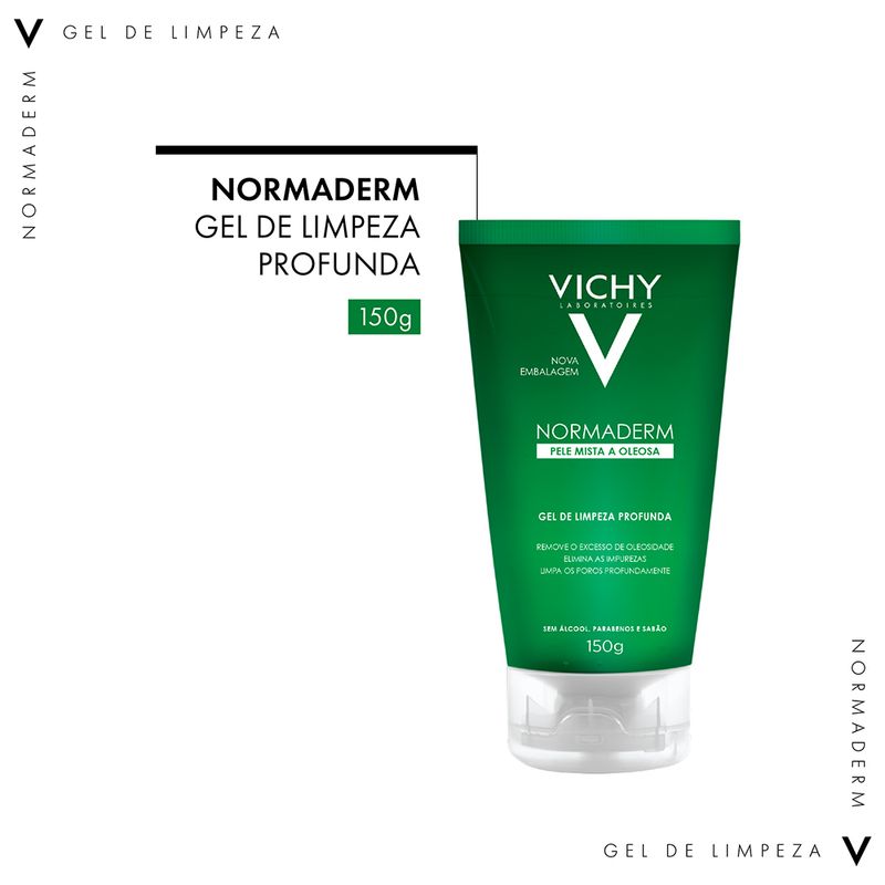 Gel-Facial-de-Limpeza-Profunda-Vichy-Normaderm-150-g-Produto